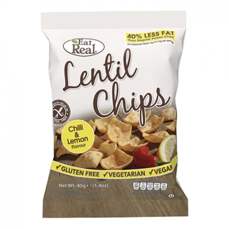 Eat Real Lentil Chips  Chilli & Lemon 40g