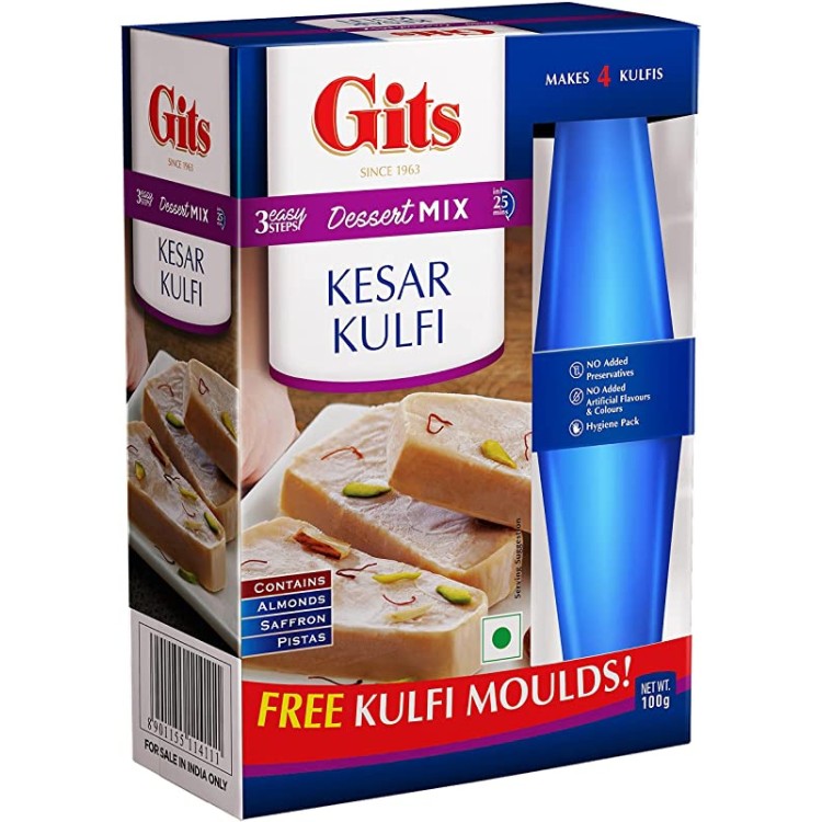 Gits Kesar Kulfi Mix with moulds 100g