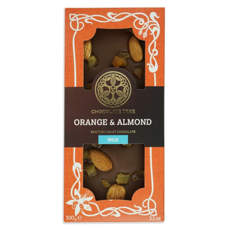 The Chocolate Tree Organic Orange & Almond Milk Chocolate 100g